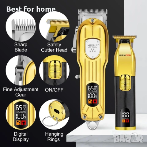 Комплект машинка за подстригване HIENA PRO за мъже, фризьорски комплект , снимка 4 - Машинки за подстригване - 53571925