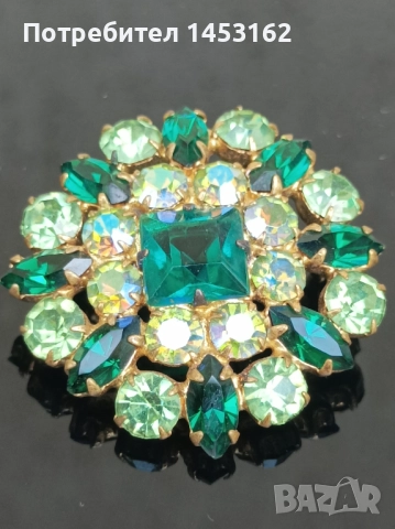 Старинна чешка брошка с кристали 