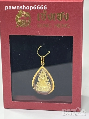 Златен амолет с буда 18 карата , снимка 14 - Колиета, медальони, синджири - 53509538