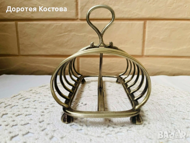 Красива посребрена поставка за 6 филийки от Англия, снимка 11 - Антикварни и старинни предмети - 53291174