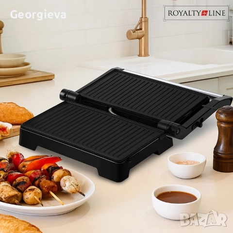 Тостер грил Royalty Line RL-PM1000 - Компактен грил и сандвич преса 2 в 1, снимка 3 - Тостери - 52206475