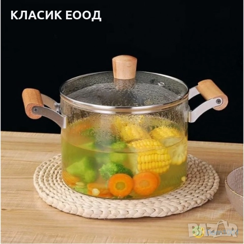 Стъклена тенджера с капак 4,5 литра