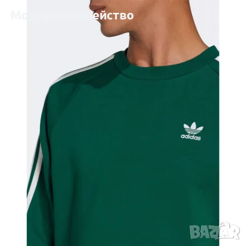 Мъжка блуза ADIDAS Adicolor Classics 3-Stripes Crew Sweatshirt Green, снимка 3 - Блузи - 47464361