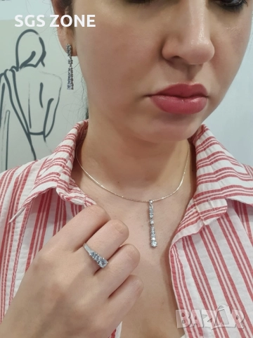 сребърна висулка с топаз или гранат, снимка 3 - Колиета, медальони, синджири - 52276004