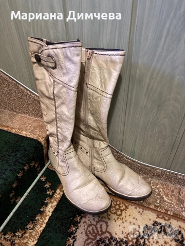 Елегантни дамски ботуши в бял цвят – №39, снимка 5 - Дамски ботуши - 53702037