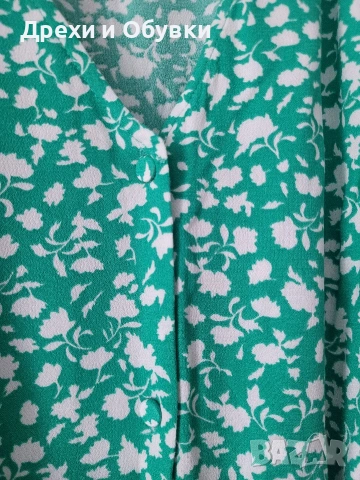 Зелена лятна рокля с коланче на цветя , снимка 2 - Рокли - 51483104