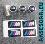Качествен нов комплект 4 бр. стикери за BMW M Performance + 4 бр. капачки за вентили на гуми за кола, снимка 1