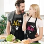 Нови Забавни регулируеми престилки за двойка Mr Mrs, BBQ/кухня, 2 джоба , снимка 3