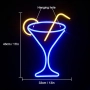 LUCUNSTAR Неонова лампа - коктейл  мартини син LED знак, USB захранван превключвател, снимка 3