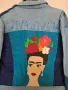 Ръчно рисувано дънково яке Frida Kahlo, снимка 5