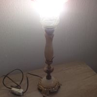 Стара нощна лампа оникс и бронз, снимка 5 - Антикварни и старинни предмети - 45387785