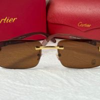 Cartier висок клас мъжки слънчеви очила с дървени дръжки, снимка 7 - Слънчеви и диоптрични очила - 45870838