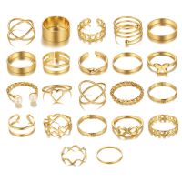 Модни дамски пръстени с геометрично покритие от сплав, 22бр, 3цвята , снимка 3 - Пръстени - 45307142