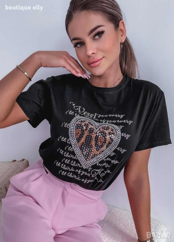 дамска тениска в черно и бяло, снимка 1