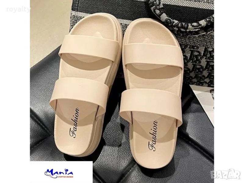 Розови дамски чехли на платформа, снимка 1