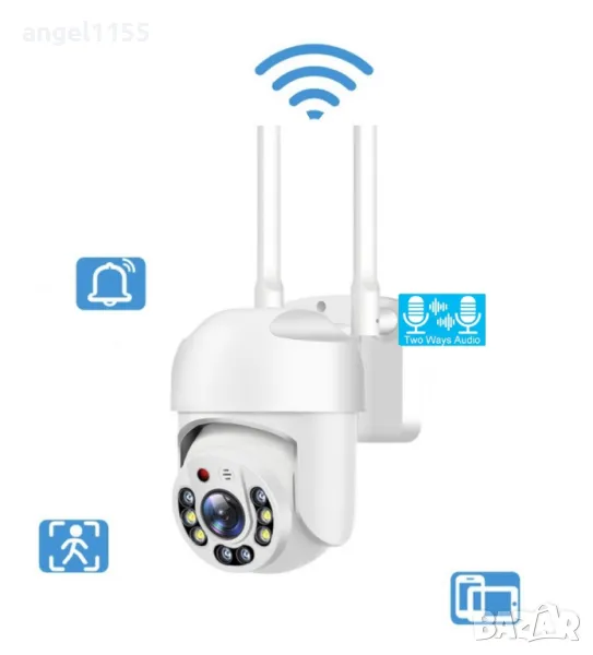 WiFi IP PTZ с цветно нощно виждане 5MP 1080P, въртяща се камера за външен монтаж, снимка 1