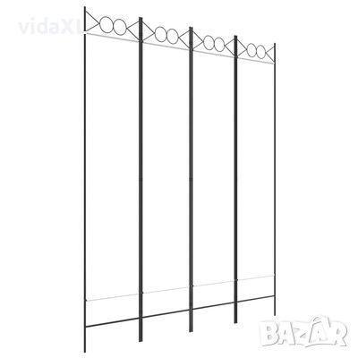 vidaXL Параван за стая, 4 панела, бял, 160x200 см, текстил（SKU:350150, снимка 1