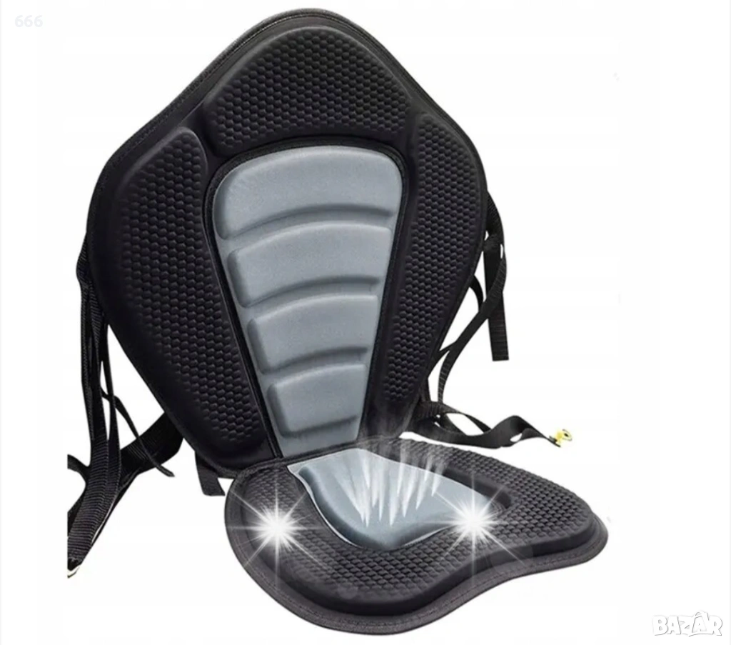 Седалка за каяк с регулируема облегалка, противоплъзгаща, черна, 46x53см, 34x39см, снимка 1