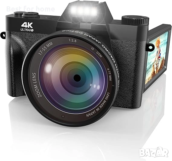 Влог камера, 4K цифрова камера за YouTube с WiFi, 16X цифрово увеличение от  Schmidt Spiele, снимка 1