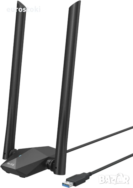 BrosTrend USB WiFi 6 AX1800 WiFi USB адаптер с голям обхват за лаптоп, настолен компютър 5GHz/1201Mb, снимка 1