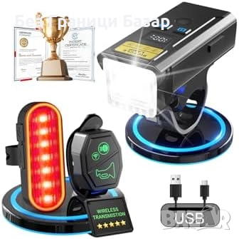 Нови LED велосипедни светлини 4000LM USB IP67 предна и задна лампа фар, снимка 1