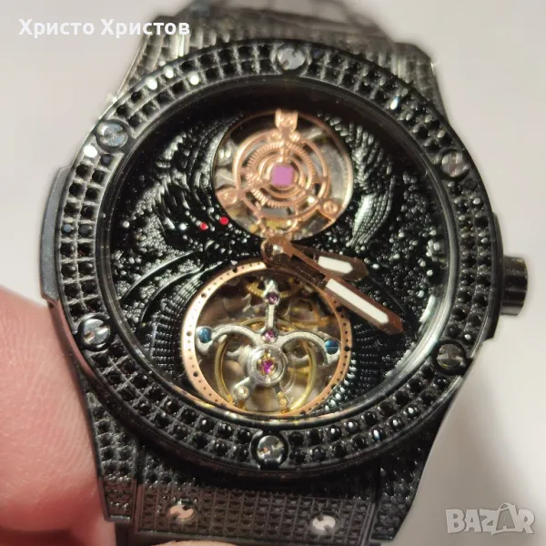 Мъжки луксозен часовник Hublot Tourbillon Skeleton Open case , снимка 1