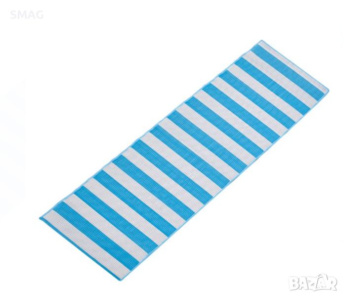 Плажна постелка ролка единична пластмаса светло синьо бяло райе 180x60cm, снимка 1