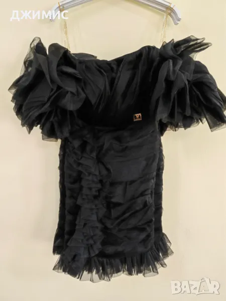 На едро! серия елегантна рокля за повод, органза,  цвят черен , снимка 1