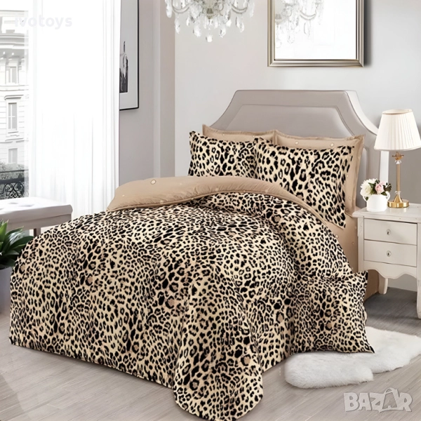 Двулицево спално бельо с ластик, 6 части - Модел WS17714, снимка 1