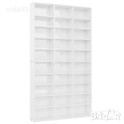 vidaXL Етажерка за CD, бял гланц, 102x16x177,5 см, инженерно дърво(SKU:801784), снимка 1