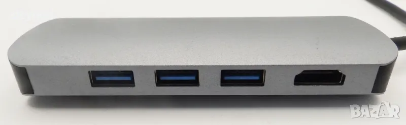 8 в 1 USB C хъб, алуминиев, 3xUSB 3.0, HDMI 4K, SD,TF, PD, 1000 Mb LAN,, снимка 1