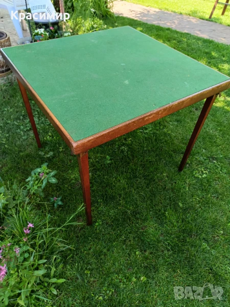 Стара английска сгъваема маса за игра на карти , снимка 1