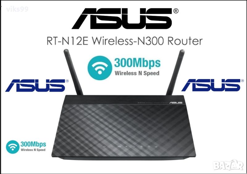 Wi-Fi Рутер ASUS RT-N12E 300 Mbits, снимка 1