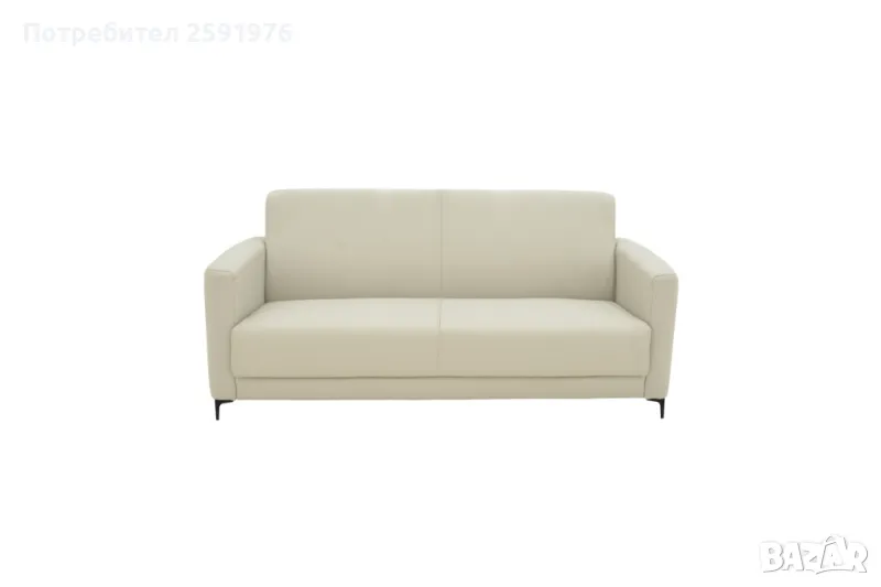 Двуместен диван Puzzle-home Sidica, PU кожа, Бял, 135x78x83см, снимка 1