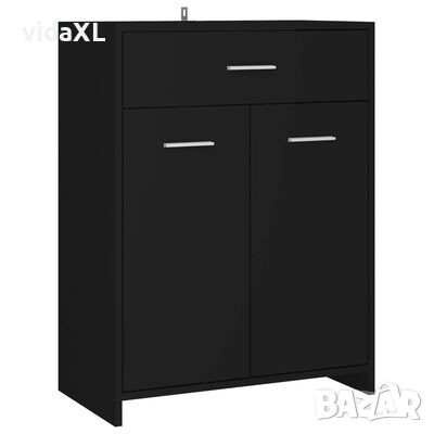 vidaXL Шкаф за баня, черен, 60x33x80 см, ПДЧ)SKU:805025, снимка 1 - Шкафове - 45584366