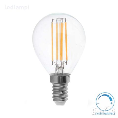 LED лампа 4W Filament сфера E14 3 Step Dimming Топло Бяла Светлина