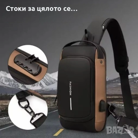 Мъжка чанта за през рамо Crossbody с USB зареждане, снимка 2 - Чанти - 54153584