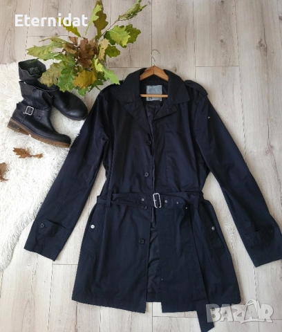 Черен тренч JILINBERG , снимка 5 - Палта, манта - 51863273