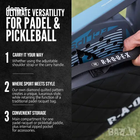 Чанта за ракета за падел Raquex Elite - синя, за 1 ракета, снимка 6 - Други спортове - 49880955
