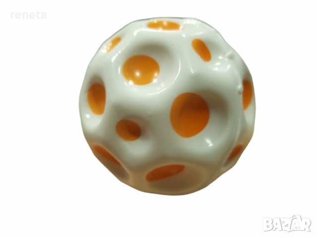 Играчка Топка, Moon Ball, Подскачаща, Бяло/Оранжев, 7 см, снимка 1 - Детски топки - 46217307