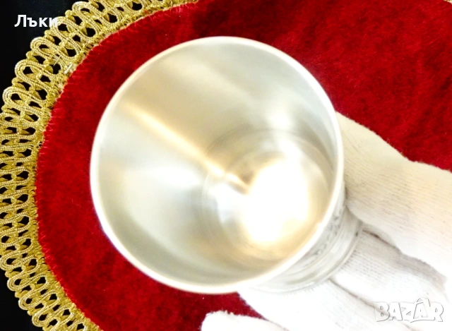 Калаена чаша за вино,ракия,релефни селски картини. , снимка 7 - Антикварни и старинни предмети - 53773102