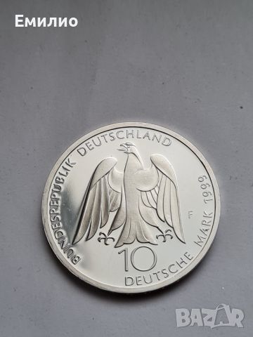 ГЕРМАНИЯ. 10 МАРКИ ОТ 1999 год. СРЕБЪРНА ПРУФ UNC 0.925, снимка 2 - Нумизматика и бонистика - 45807010