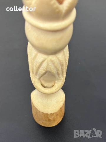 Резбован африкански скулптуриран бюст от с****а кост. №7967, снимка 8 - Антикварни и старинни предмети - 53857551