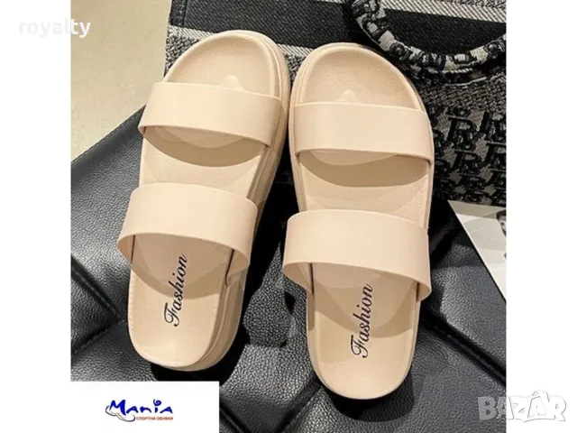 Розови дамски чехли на платформа