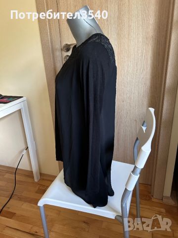 Черна блуза с дантела Francomina, снимка 6 - Блузи с дълъг ръкав и пуловери - 45433045