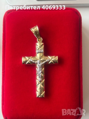 Златна висулка кръст от 14к злато 4.44гр 5см , снимка 6 - Колиета, медальони, синджири - 51648479