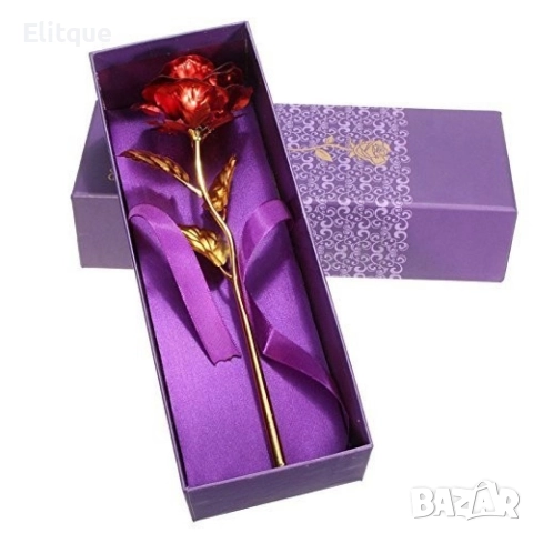 Прекрасна изкуствена роза с 24-каратово златно покритие и стойка "Сърце"., снимка 15 - Подаръци за жени - 52606680