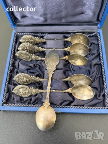 Комплект посребрени лъжички - Будашеща. №7951, снимка 4 - Колекции - 53825260