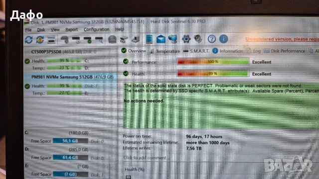 SSD NVMe диск Samsung PM981 512GB, снимка 2 - Твърди дискове - 53946406