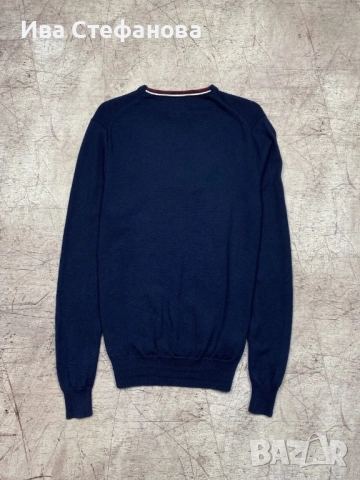 Мъжки нов елегантен пуловер с кръгло деколте Fred Perry от мериносова вълна, размер M , снимка 2 - Пуловери - 52540361